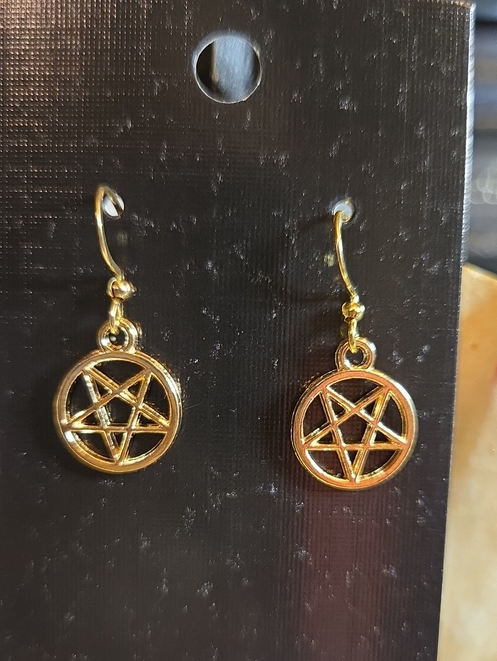 Gold Pentagram Dangle Earrings - Women's Jewelry
